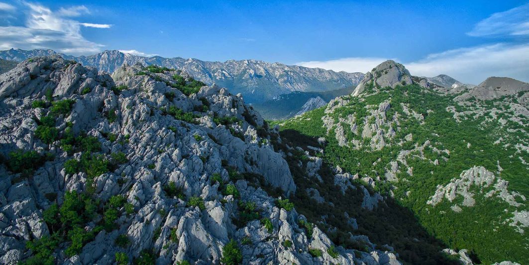 The gorge of the Paklenica National Park and the hills surrounding it.